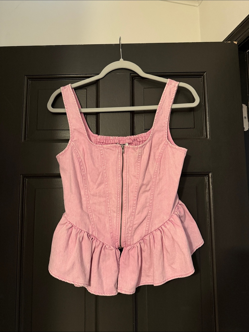 Future Collective x Gabriella Karefa-Johnson Pink Denim Peplum Corset Top NWT XS